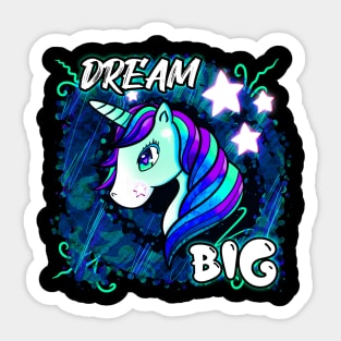 Dream Big - Cute Unicorn Abstract Stars Sticker